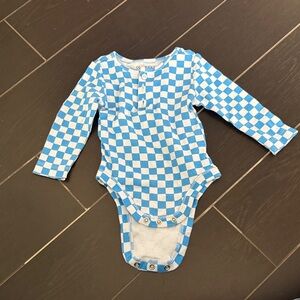 Old Navy Blue and White Checkered Bodysuit